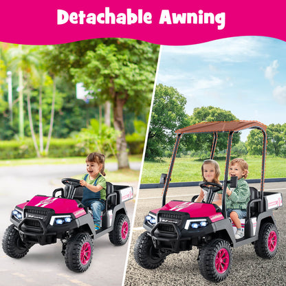 24V Kids Golf Cart, 4WD 2-Seater Ride On Car, Pink Powered Ride On Toys at Gallery Canada