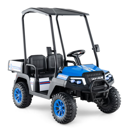 24V Kids Golf Cart, 4WD 2-Seater Ride On Car, Blue Powered Ride On Toys Blue at Gallery Canada