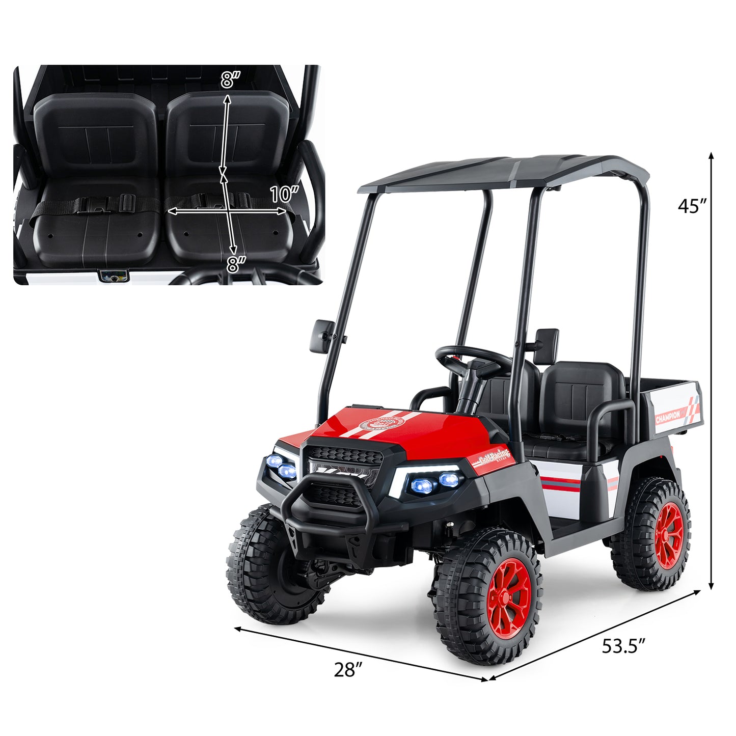 24V Kids Golf Cart, 4WD 2-Seater Ride On Car, Red Powered Ride On Toys at Gallery Canada