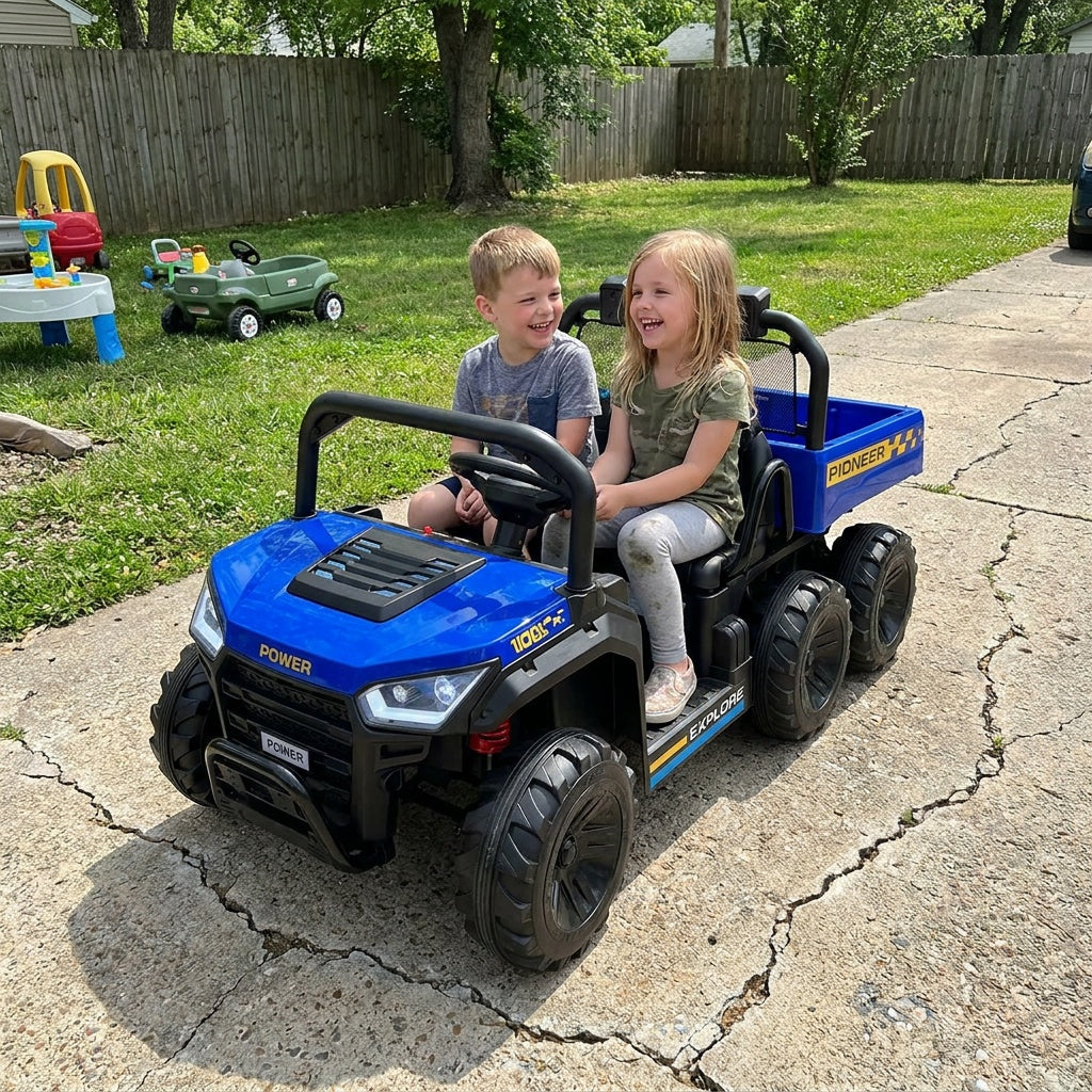 24V Kids Ride on Dump Truck with Electric Dump Bed 2-Seater 4WD, Navy Powered Ride On Toys at Gallery Canada