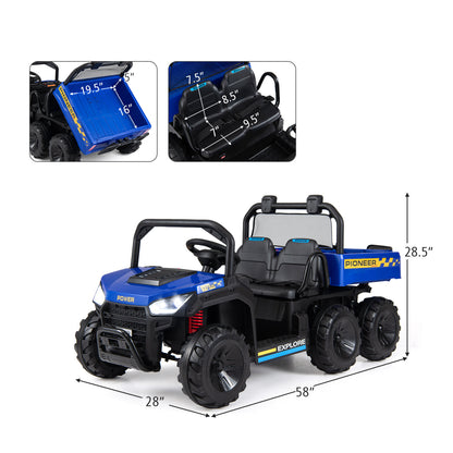 24V Kids Ride on Dump Truck with Electric Dump Bed 2-Seater 4WD, Navy Powered Ride On Toys at Gallery Canada