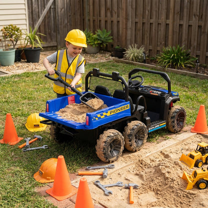 24V Kids Ride on Dump Truck with Electric Dump Bed 2-Seater 4WD, Navy Powered Ride On Toys at Gallery Canada