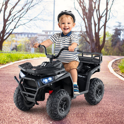 24V Kids Ride on Electric ATV Quad Car with Realistic Sounds and LED Lights, Black Powered Ride On Toys at Gallery Canada