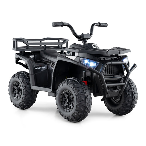 24V Kids Electric ATV Quad Car, Realistic Sounds, LED Lights, Black