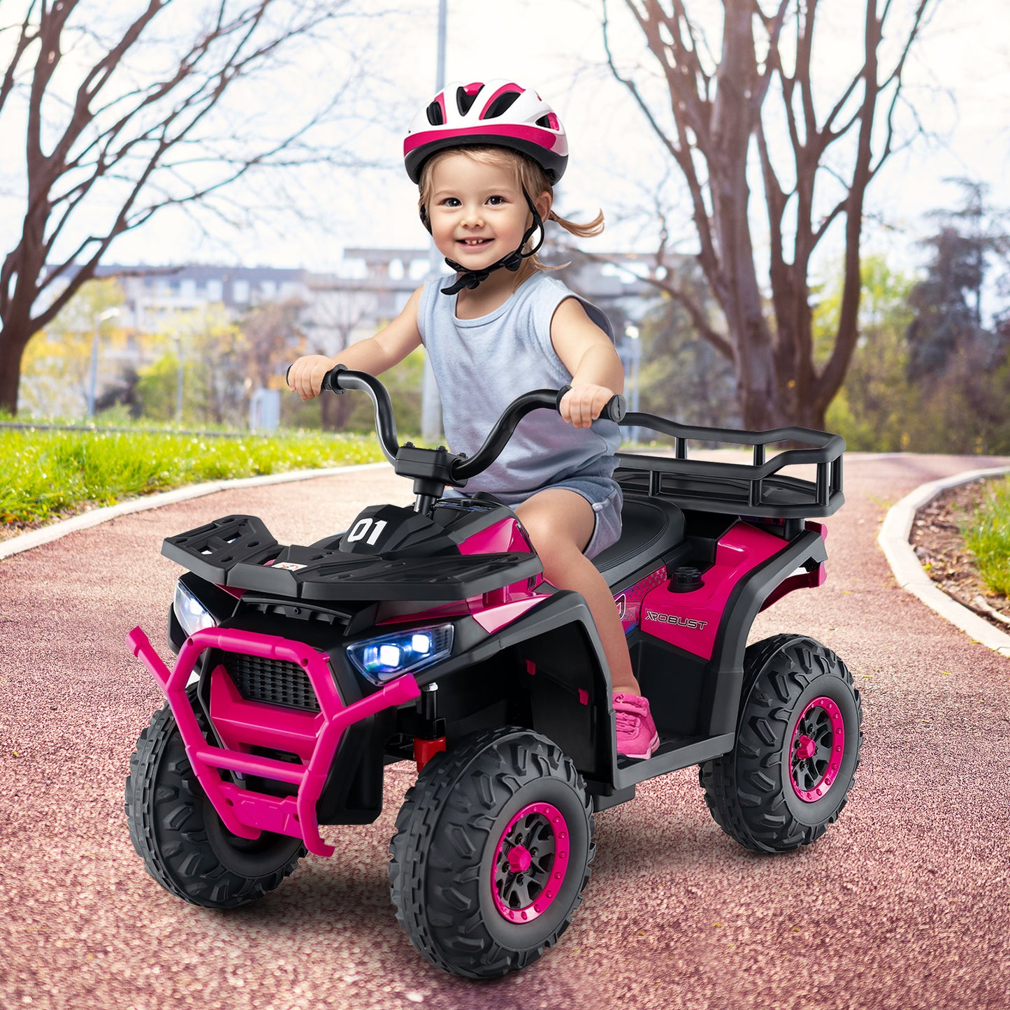 24V Kids Electric ATV Quad Car With LED Lights, Pink Powered Ride On Toys at Gallery Canada