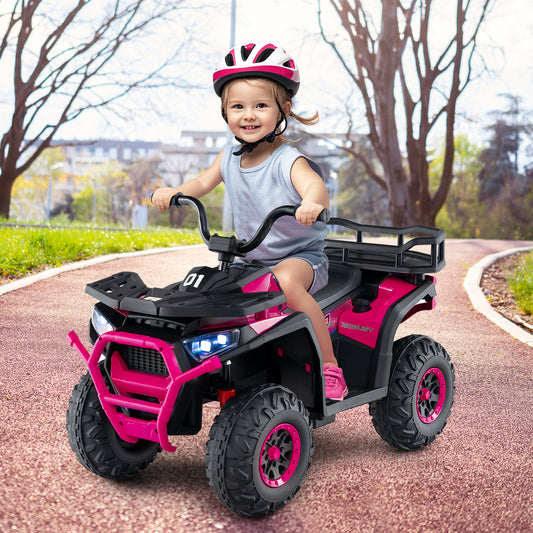 24V Kids Electric ATV Quad Car With LED Lights, Pink Powered Ride On Toys Pink at Gallery Canada