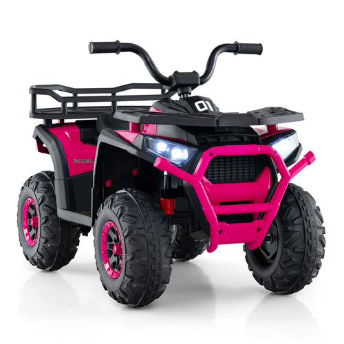 24V Kids Electric ATV Quad Car With LED Lights, Pink