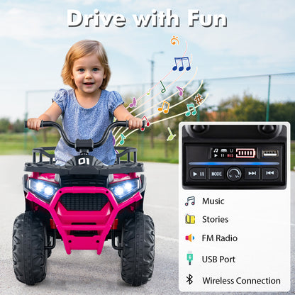 24V Kids Electric ATV Quad Car With LED Lights, Pink Powered Ride On Toys at Gallery Canada