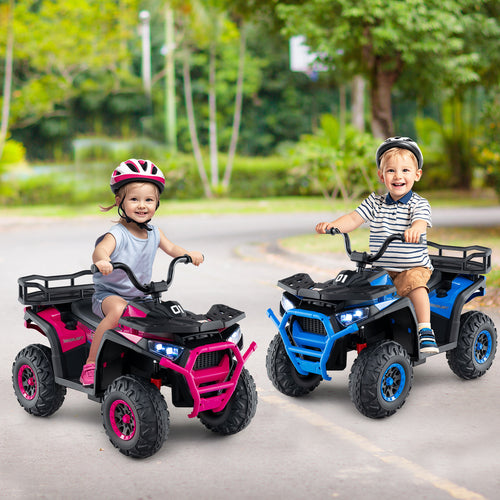 24V Kids Ride on Electric ATV Quad Car with Realistic Sounds and  LED Lights, Navy