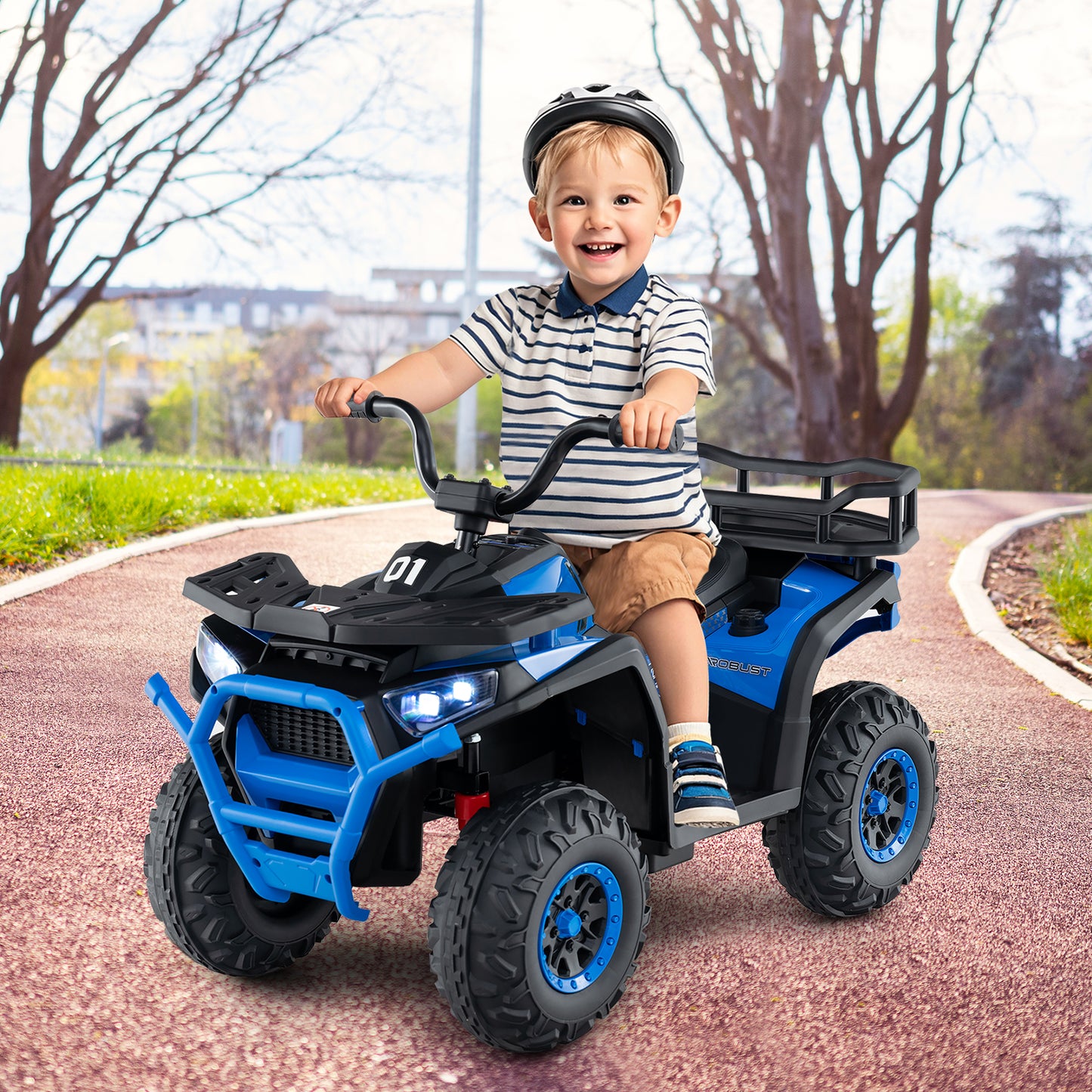 24V Kids Ride on Electric ATV Quad Car with Realistic Sounds and LED Lights, Navy Powered Ride On Toys at Gallery Canada