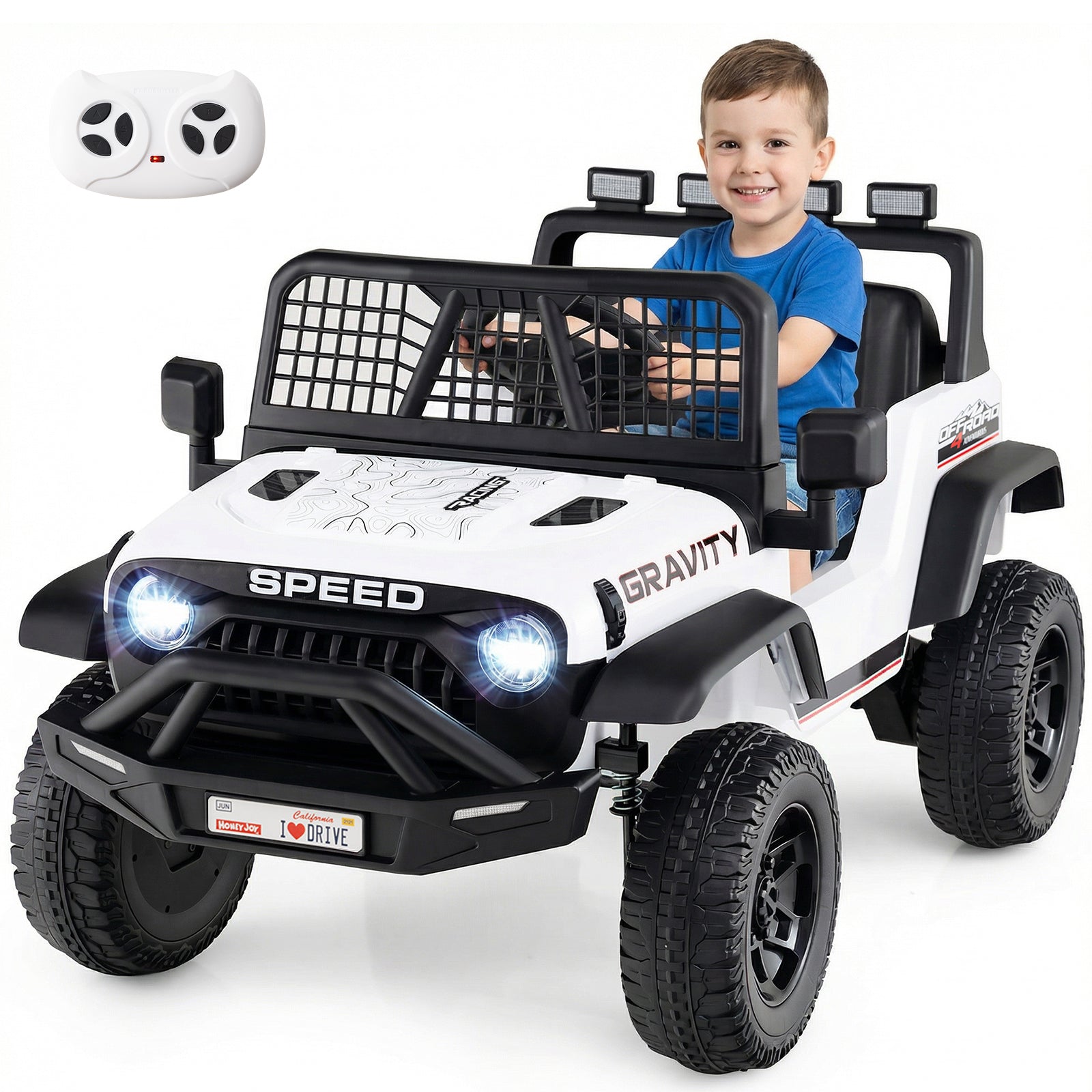 24V Ride On Car for Kids with Parent Remote Control and Music, White Powered Ride On Toys at Gallery Canada