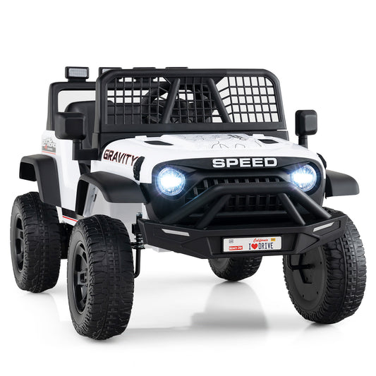 24V Ride On Car for Kids with Parent Remote Control and Music, White Powered Ride On Toys White at Gallery Canada
