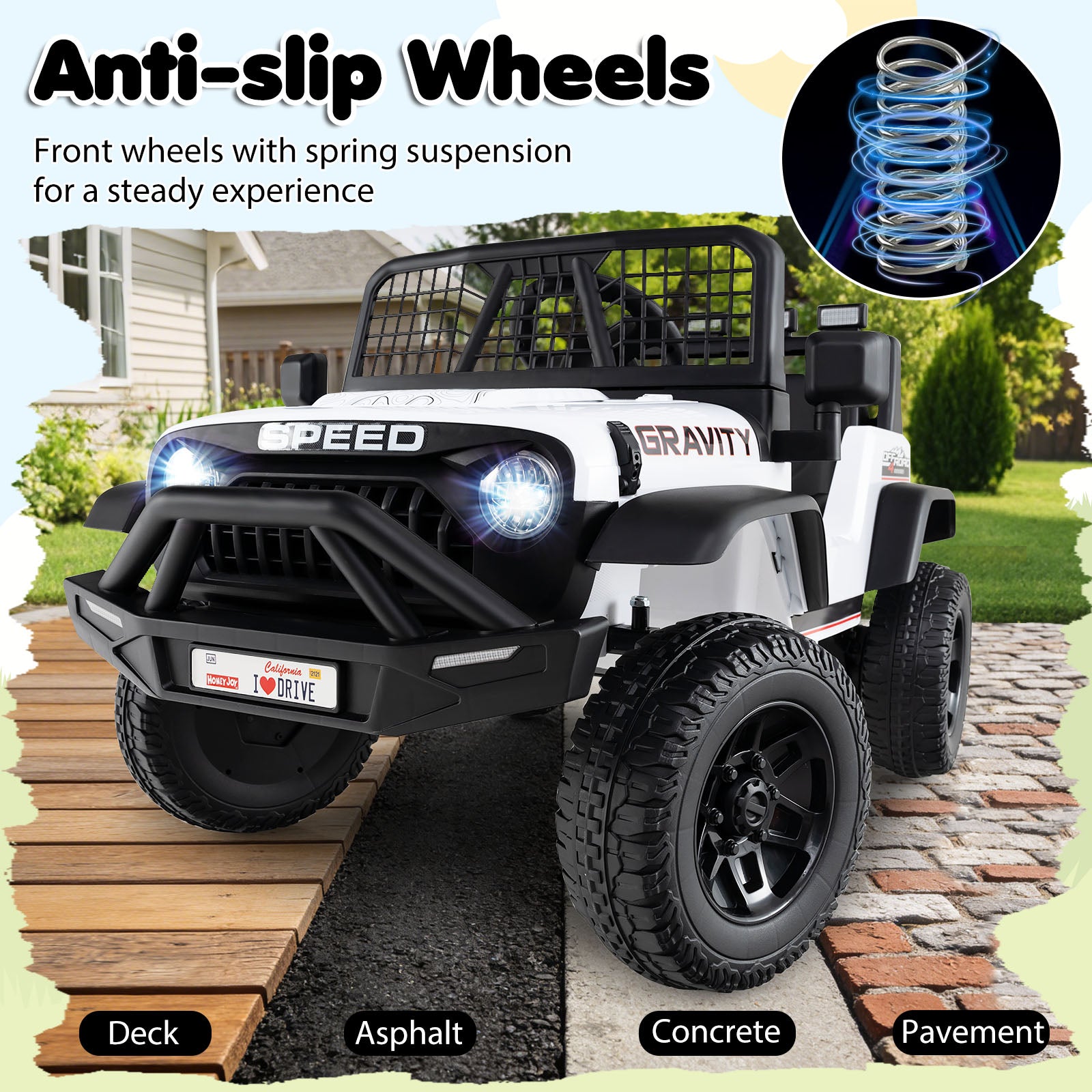 24V Ride On Car for Kids with Parent Remote Control and Music, White Powered Ride On Toys at Gallery Canada