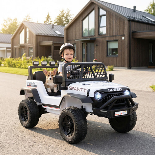 24V Ride On Car for Kids with Parent Remote Control and Music, White
