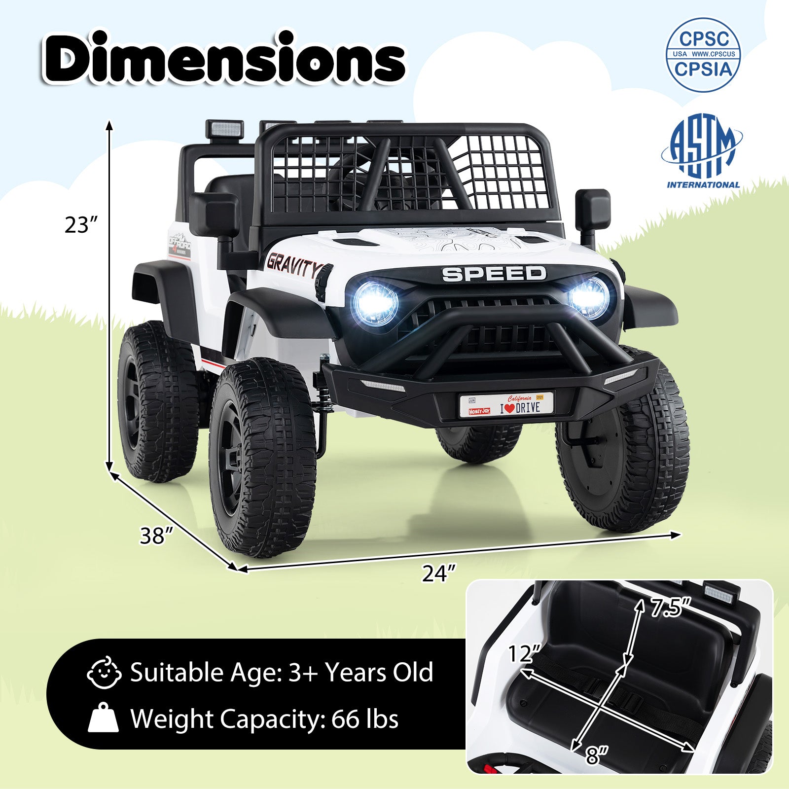 24V Ride On Car for Kids with Parent Remote Control and Music, White Powered Ride On Toys at Gallery Canada