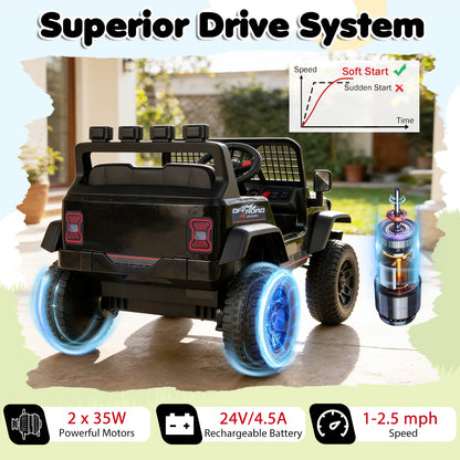 24V Ride On Car for Kids with Parent Remote Control and Music, Black Powered Ride On Toys at Gallery Canada