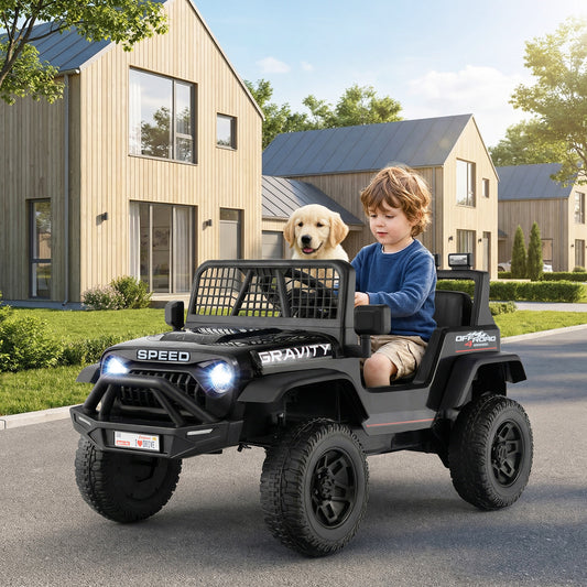 24V Ride On Car for Kids with Parent Remote Control and Music, Black Powered Ride On Toys Black at Gallery Canada