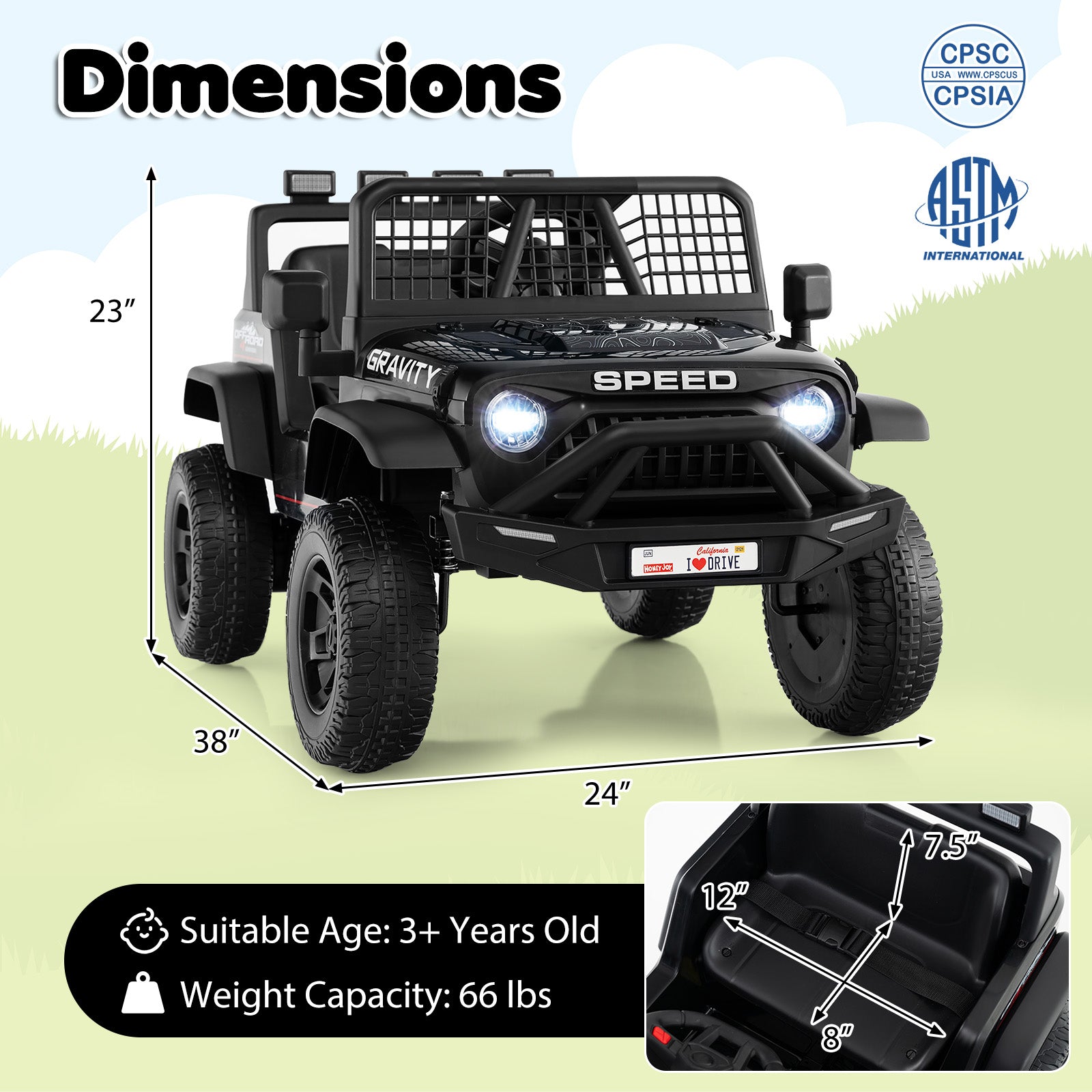 24V Ride On Car for Kids with Parent Remote Control and Music, Black Powered Ride On Toys at Gallery Canada