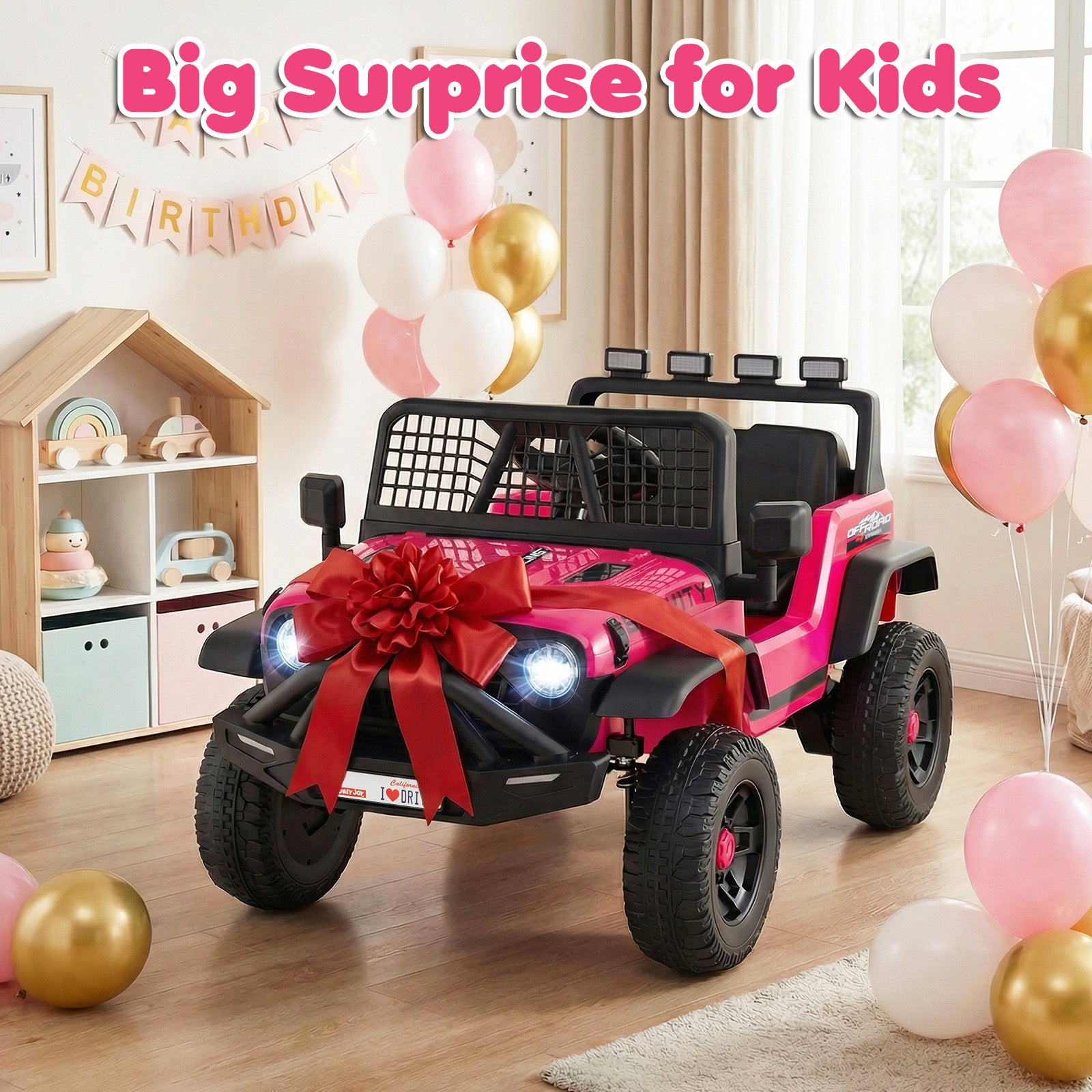 24V Ride On Car for Kids with Parent Remote Control and Music, Pink Powered Ride On Toys at Gallery Canada