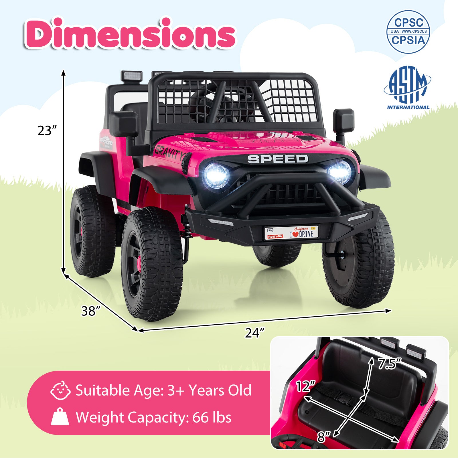 24V Ride On Car for Kids with Parent Remote Control and Music, Pink Powered Ride On Toys at Gallery Canada