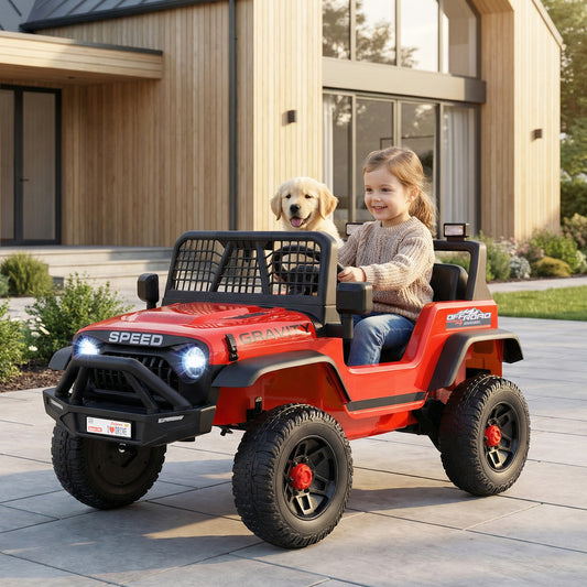 24V Ride On Car for Kids with Parent Remote Control and Music, Red Powered Ride On Toys Red at Gallery Canada