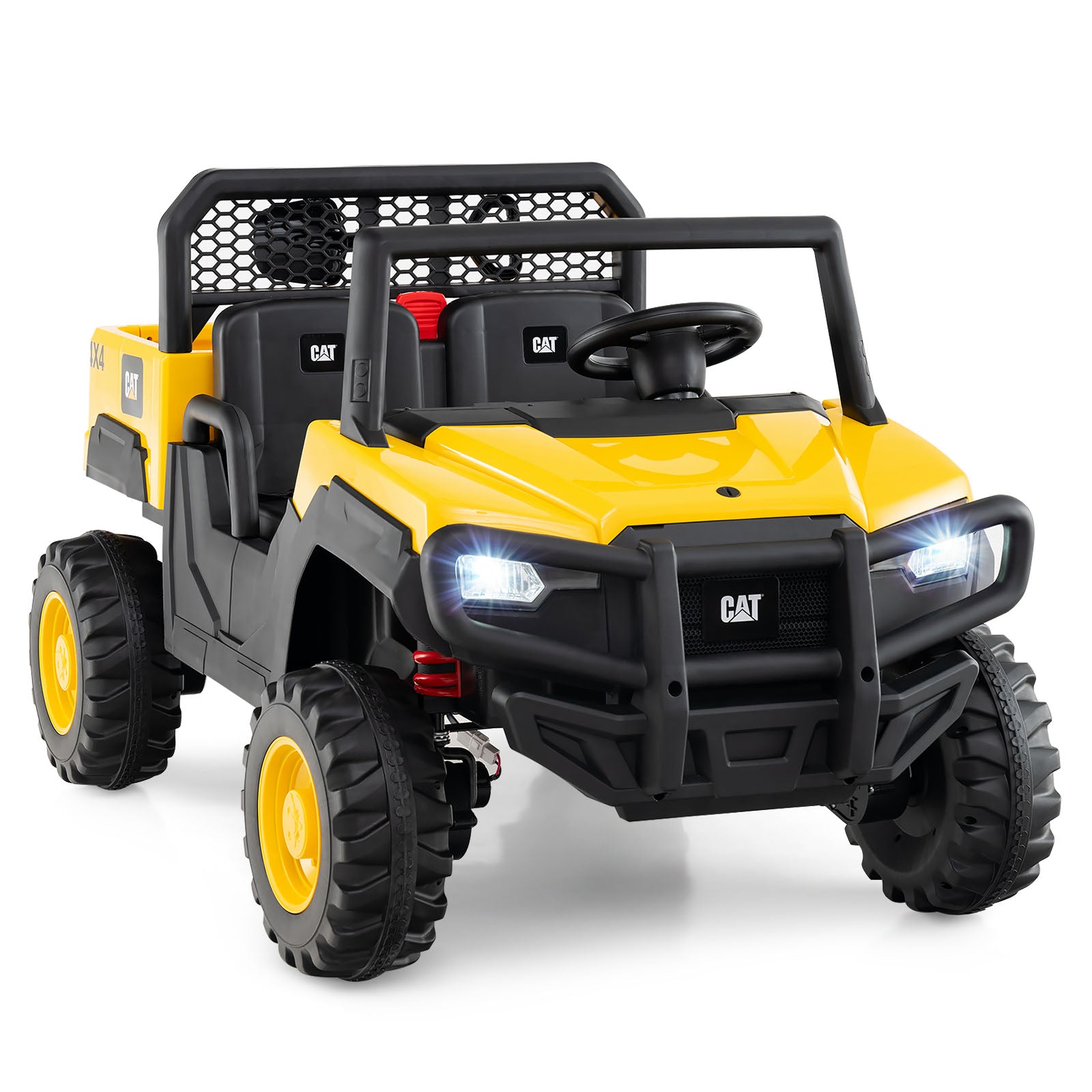 24V Ride On Dump Truck Licensed Caterpillar 2-Seater Kids Car with Remote Control, Yellow Powered Ride On Toys at Gallery Canada