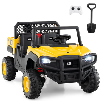 24V Ride On Dump Truck Licensed Caterpillar 2-Seater Kids Car with Remote Control, Yellow Powered Ride On Toys at Gallery Canada