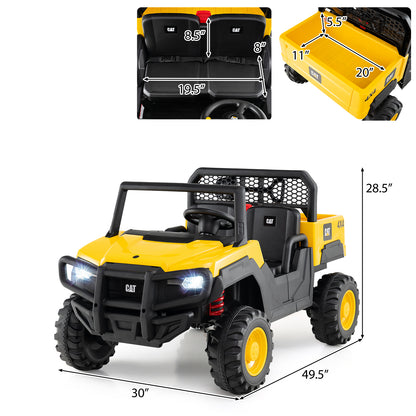 24V Ride On Dump Truck Licensed Caterpillar 2-Seater Kids Car with Remote Control, Yellow Powered Ride On Toys at Gallery Canada