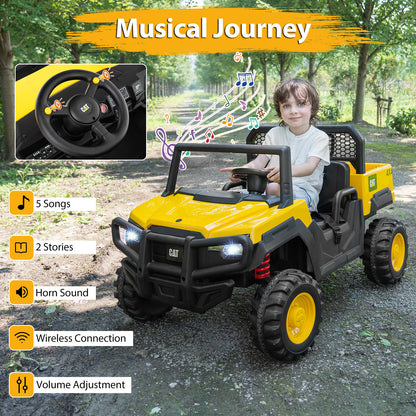 24V Ride On Dump Truck Licensed Caterpillar 2-Seater Kids Car with Remote Control, Yellow Powered Ride On Toys at Gallery Canada