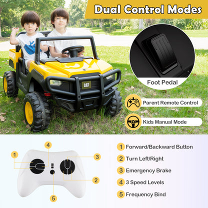 24V Ride On Dump Truck Licensed Caterpillar 2-Seater for Girls Boys, Yellow Powered Ride On Toys at Gallery Canada