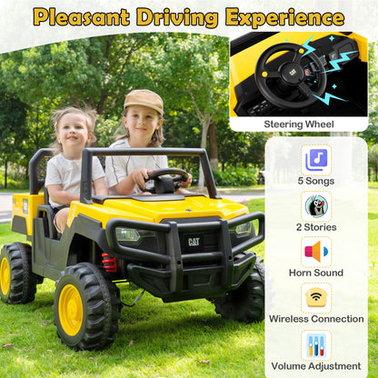 24V Ride On Dump Truck Licensed Caterpillar 2-Seater for Girls Boys, Yellow Powered Ride On Toys at Gallery Canada