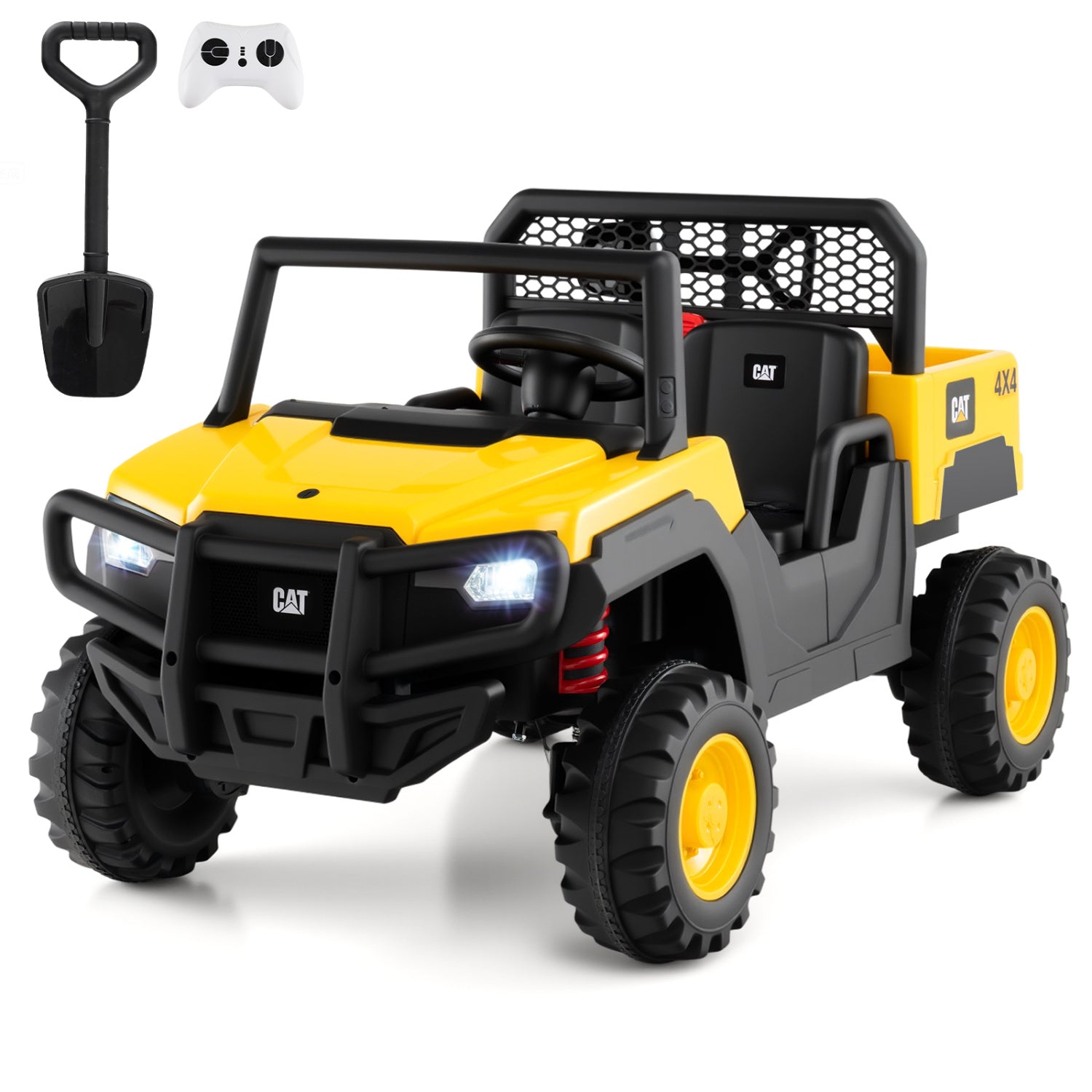 24V Ride On Dump Truck Licensed Caterpillar 2-Seater for Girls Boys, Yellow Powered Ride On Toys at Gallery Canada