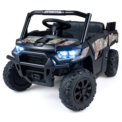 24V Ride On Dump Truck Car Off-Road, Remote Control, Music, Black