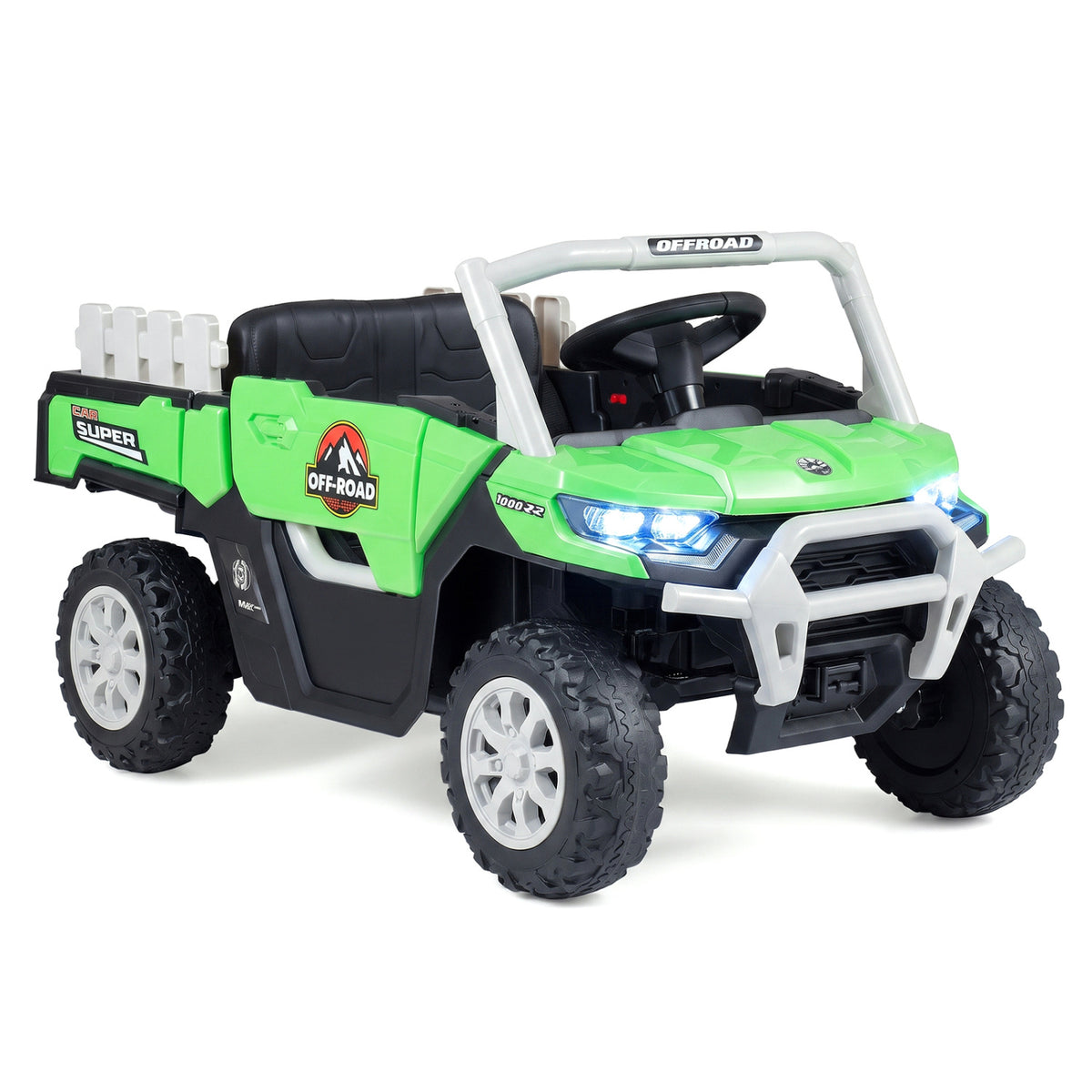 24V Ride On Dump Truck Car Off-Road, Remote Control, Music, Green