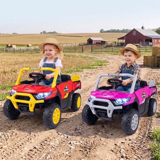 24V Ride On Dump Truck Off-Road, Remote Control, Pink