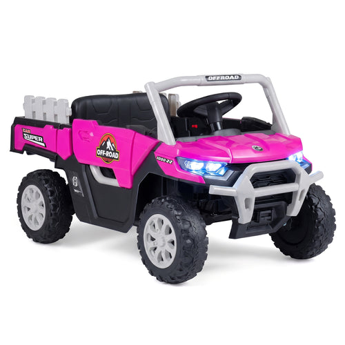 24V Ride On Dump Truck Off-Road, Remote Control, Pink