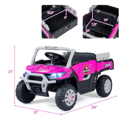 24V Ride On Dump Truck Off-Road, Remote Control, Pink