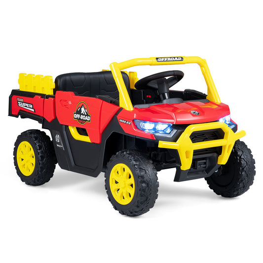 24V Ride On Dump Truck Car Off-Road, Remote Control, Music, Red