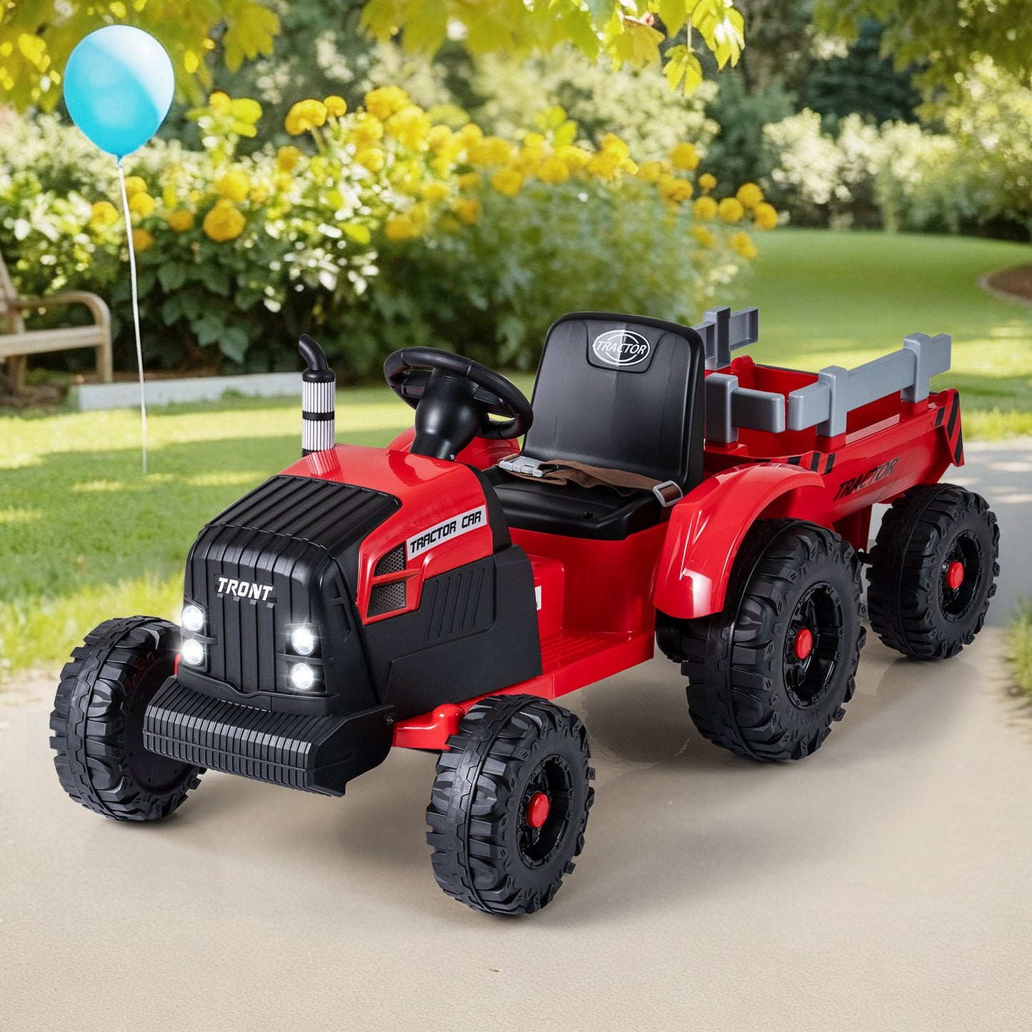 24V Ride On Tractor for Kids Electric Vehicle with Detachable Trailer and Remote Control, Red Powered Ride On Toys at Gallery Canada