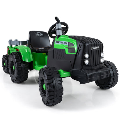 24V Kids Electric Ride On Tractor, Detachable Trailer, Remote Control, Green Powered Ride On Toys at Gallery Canada