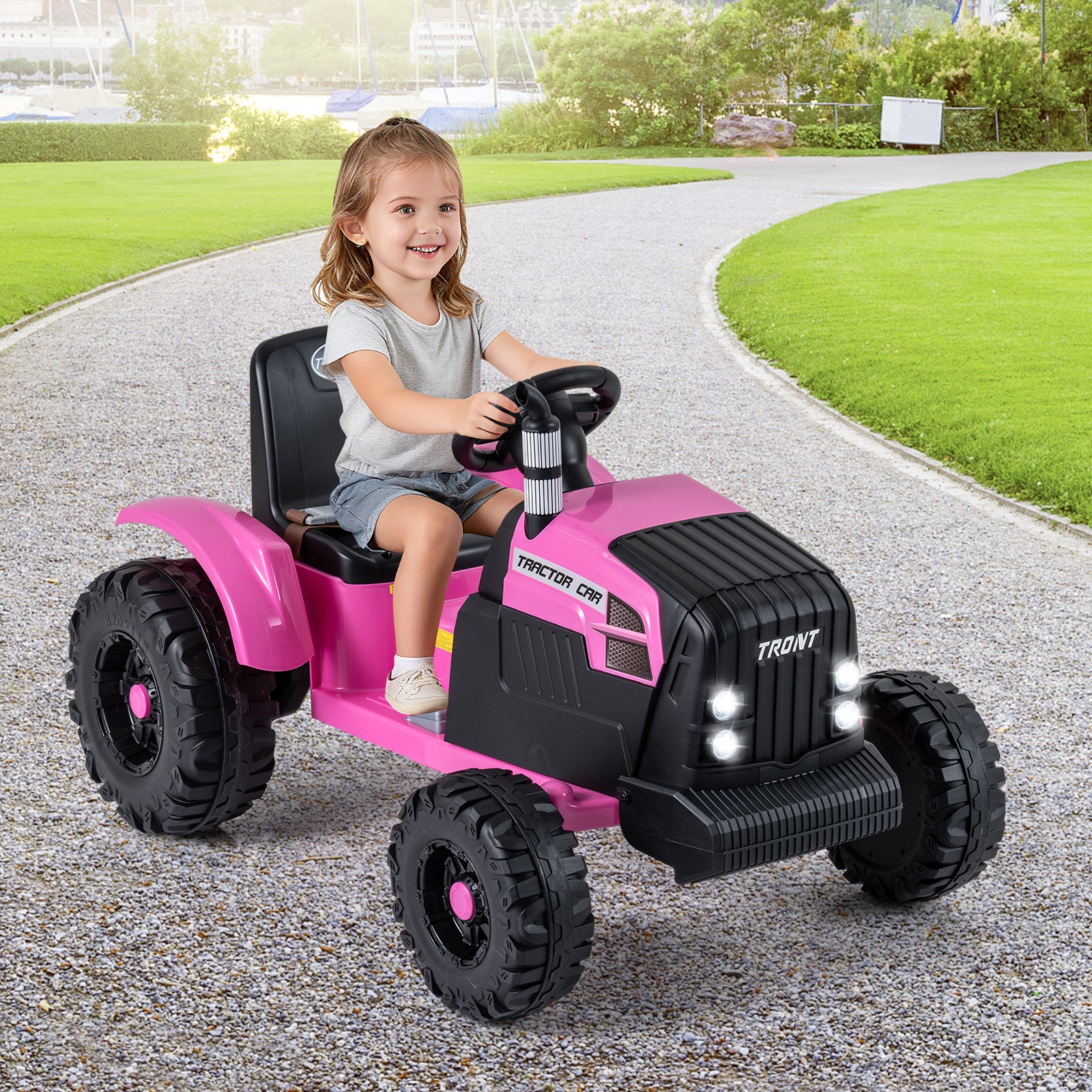 24V Ride On Tractor, Detachable Trailer, Remote Control, Pink Powered Ride On Toys at Gallery Canada