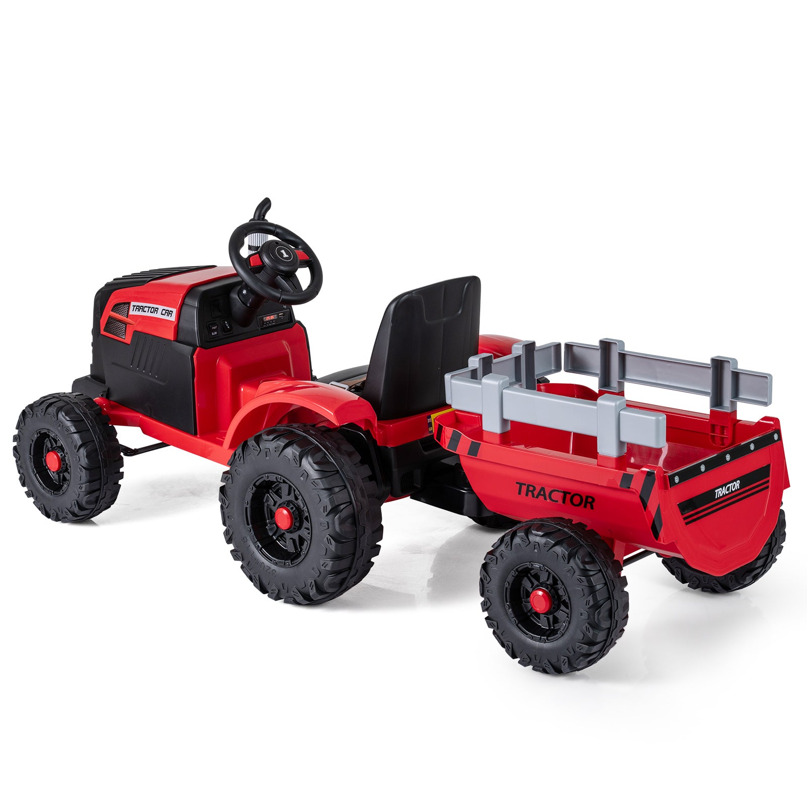 24V Kids Electric Ride On Tractor, Detachable Trailer, Remote Control, Red Powered Ride On Toys at Gallery Canada