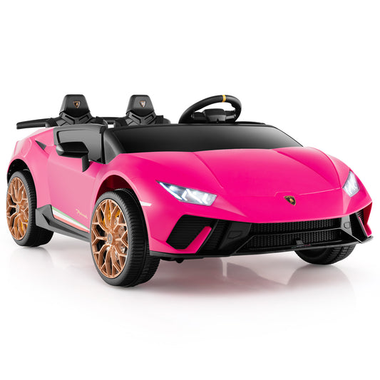 24V Ride-on Car for Kids 4WD 2-Seater Licensed Lamborghini Electric Vehicles with Music, Pink Powered Ride On Toys Pink at Gallery Canada