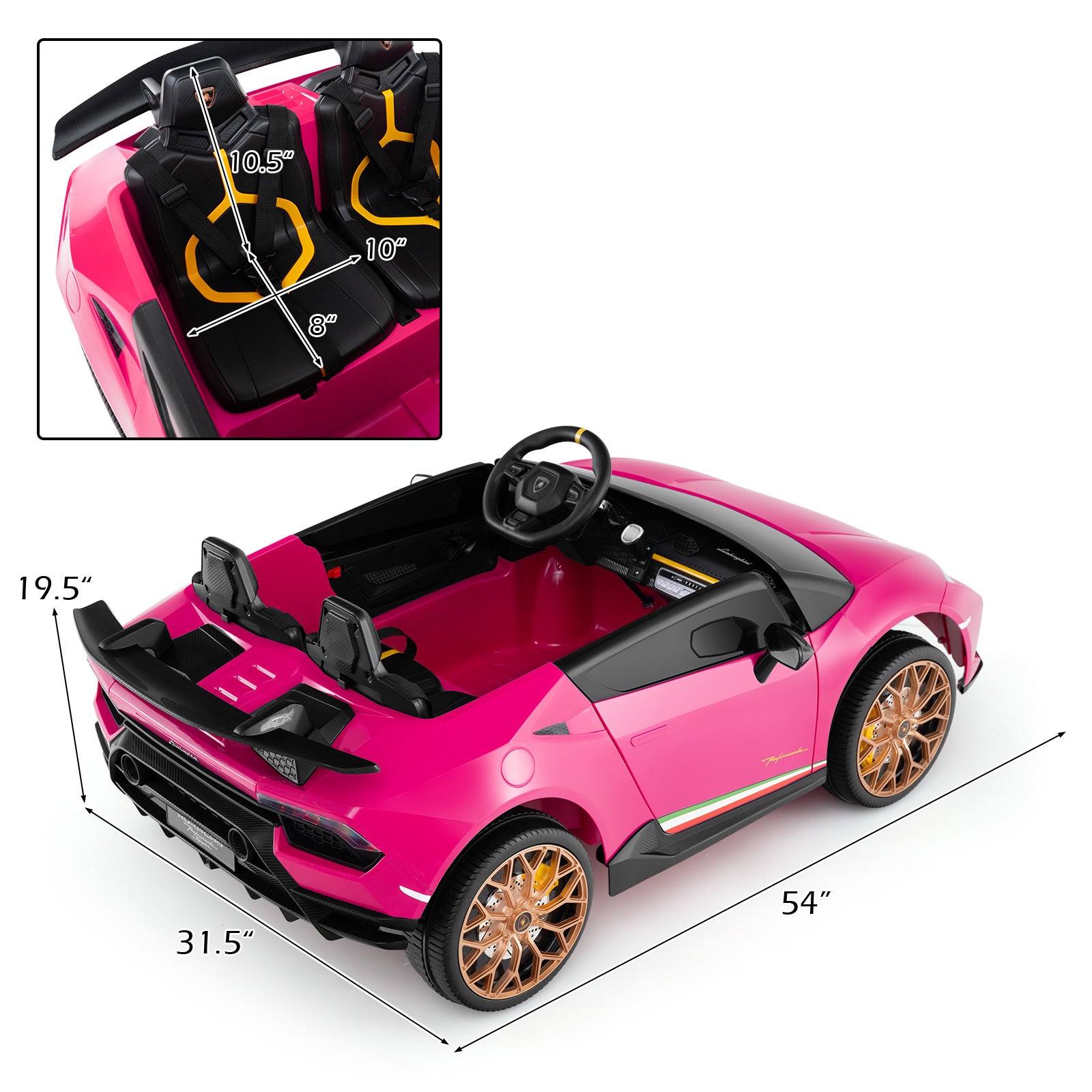 24V Ride-on Car for Kids 4WD 2-Seater Licensed Lamborghini Electric Vehicles with Music, Pink Powered Ride On Toys at Gallery Canada