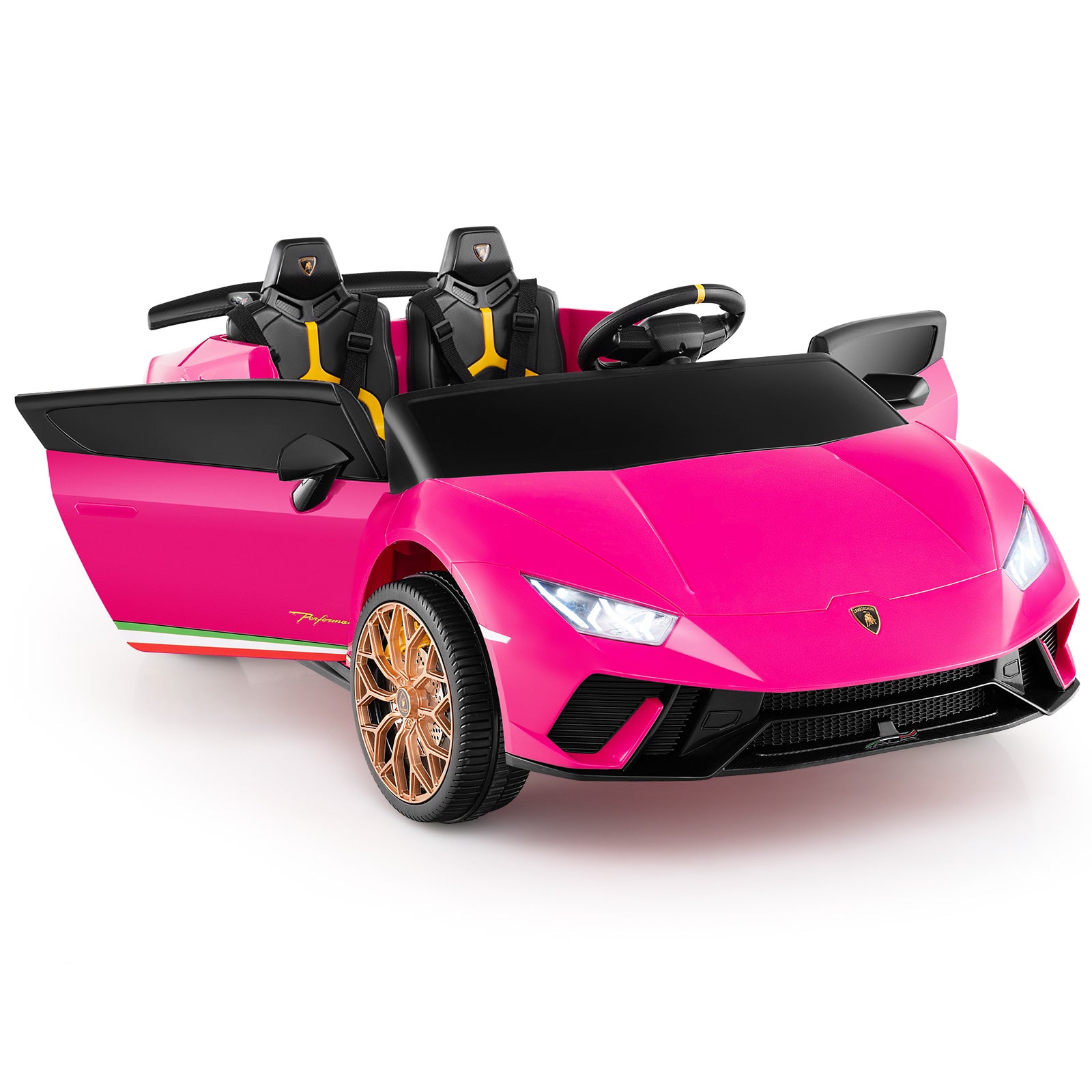 24V Ride-on Car for Kids 4WD 2-Seater Licensed Lamborghini Electric Vehicles with Music, Pink Powered Ride On Toys at Gallery Canada