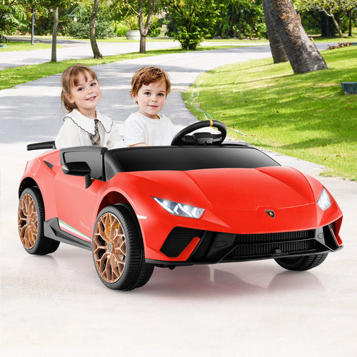 24V Ride-on Car for Kids 4WD 2-Seater Licensed Lamborghini Electric Vehicles with Music, Red