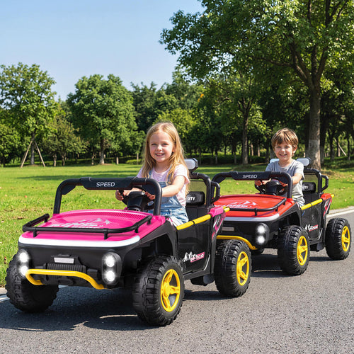 24V Ride on Toy for Kids 2 Seater Ride on Truck Car with Horn Music Story, Pink