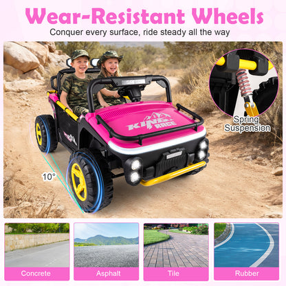 24V Ride on Toy for Kids 2 Seater Ride on Truck Car with Horn Music Story, Pink