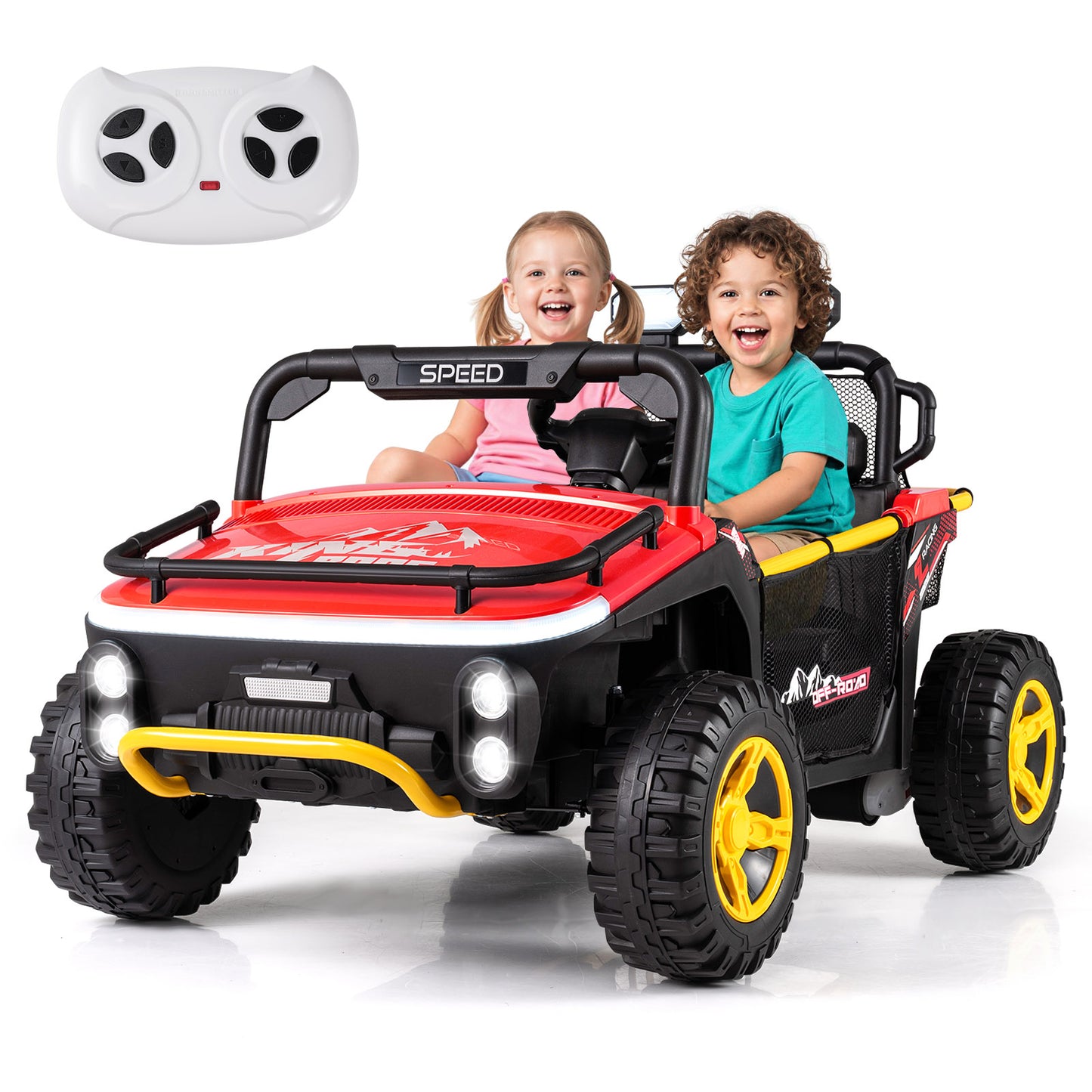 24V Ride on Toy for Kids 2 Seater Ride on Truck Car with Horn Music Story, Red