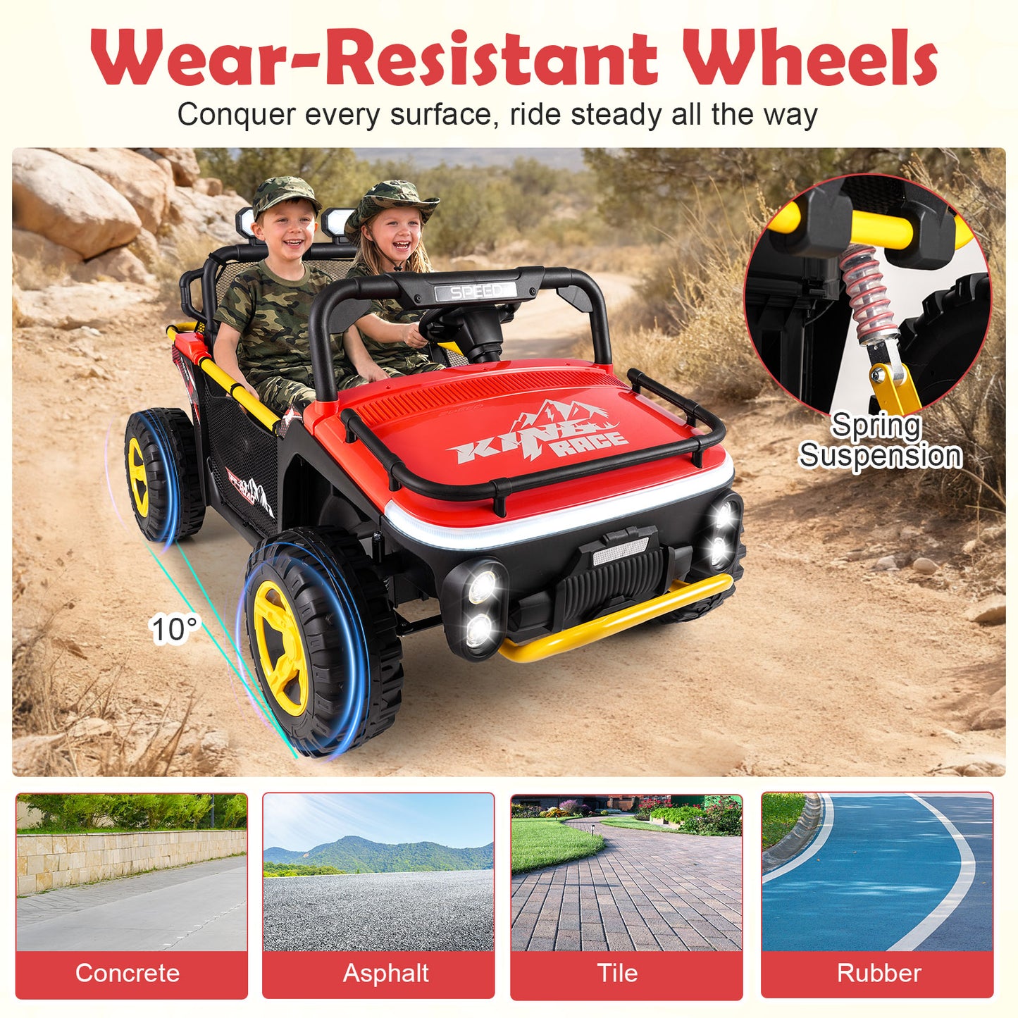 24V Ride on Toy for Kids 2 Seater Ride on Truck Car with Horn Music Story, Red